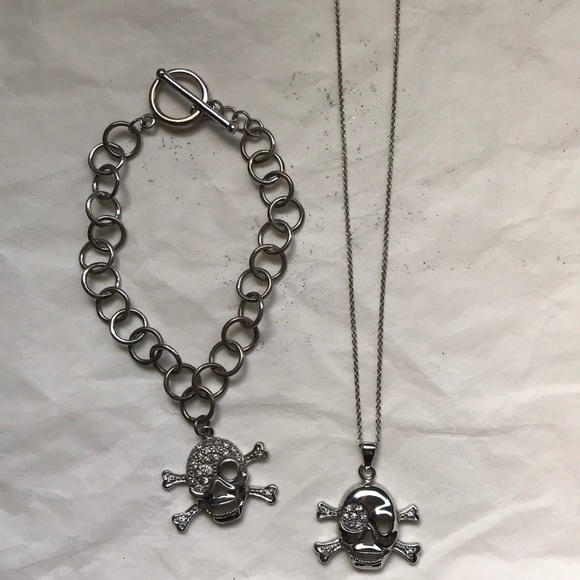 Skull & Crossbones 925 sterling silver set - Picture 2 of 14